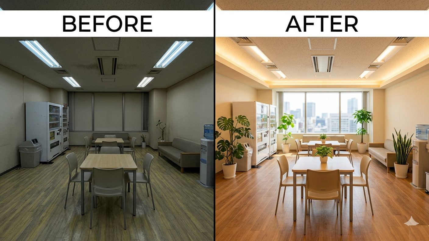 オフィス写真のBefore After比較
